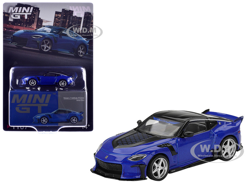 Nissan Z VeilSide FFZ400 Seiran Blue Metallic with Black Top Limited Edition 1/64 Diecast Model Car Mini GT MGT01167
