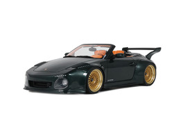 2024 Porsche 911 997 Old & New Tokyo Auto Salon Cabriolet Dark Green Metallic with Orange Interior 1/18 Model Car GT Spirit GT548