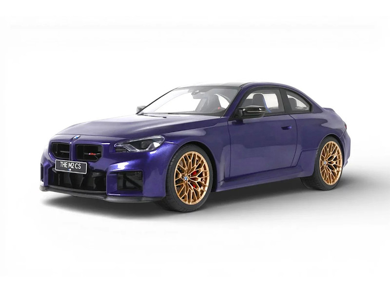 2025 BMW M2 CS Blue Metallic with Black Top 1/18 Model Car GT Spirit GT552