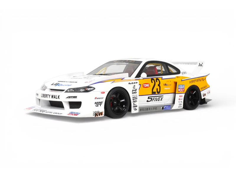 2021 Nissan Silvia S15 LB Super Silhouette RHD Right Hand Drive #23 White with Yellow Stripes 1/18 Model Car GT Spirit GT560