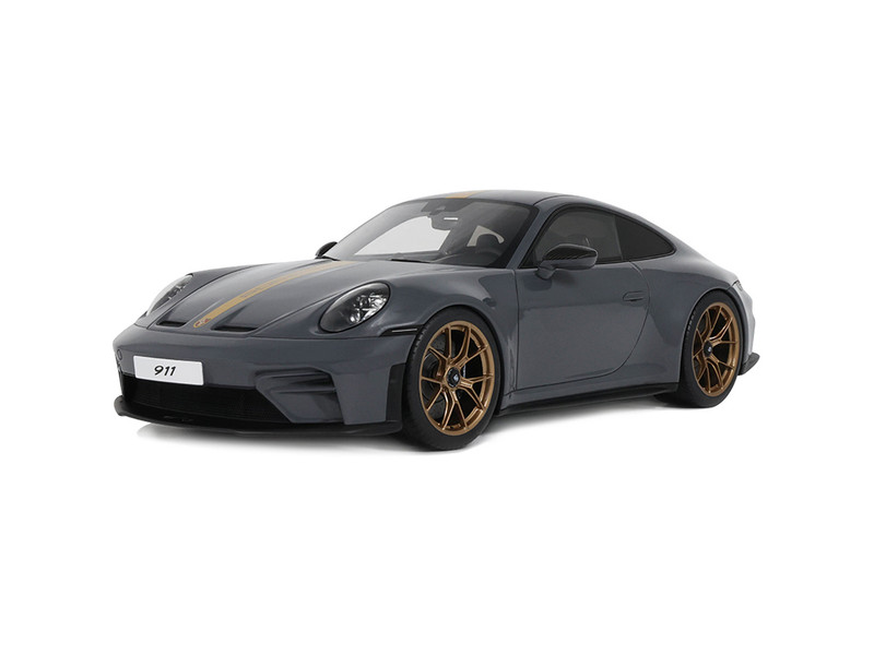 2025 Porsche 911 992 2 GT3 Touring Gray with Gold Stripe 1/18 Model Car GT Spirit GT577