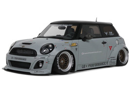 2015 Mini Cooper R56 LB Works LB Nation Gray with Black Top Limited Edition to 999 pieces Worldwide 1/18 Model Car Otto Mobile OT1212