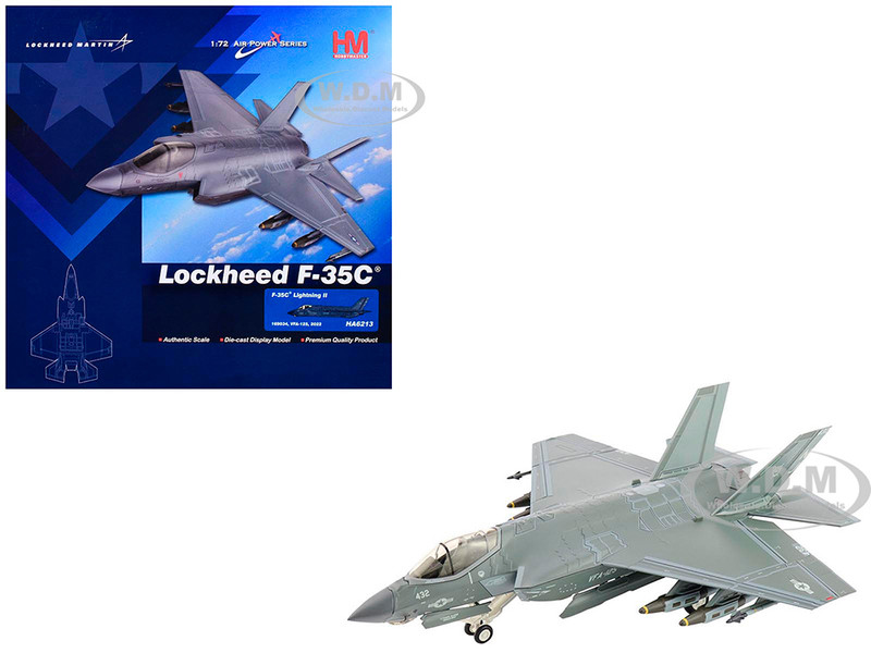 Lockheed F 35C Lightning II Aircraft 169034 VFA 125 Rough Raiders 2022 United States Navy Air Power Series 1/72 Diecast Model Hobby Master HA6213