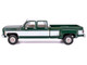 1973 GMC Sierra Grande 3500 Crew Cab Dually Pickup Truck Green and White 1/64 Diecast Model Car IXO Models IA64006