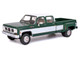 1973 GMC Sierra Grande 3500 Crew Cab Dually Pickup Truck Green and White 1/64 Diecast Model Car IXO Models IA64006