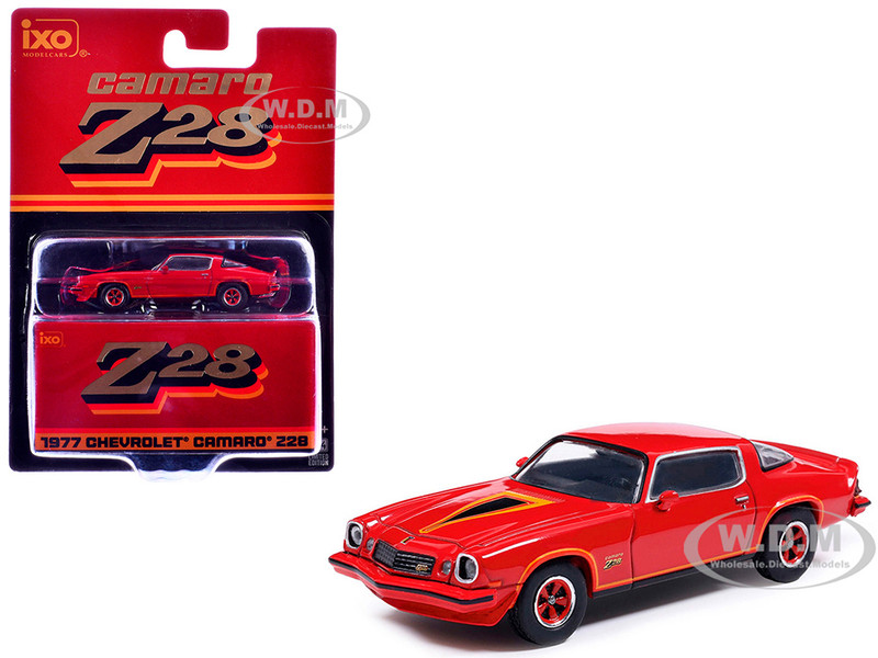 1977 Chevrolet Camaro Z28 Red with Hood Stripes 1/64 Diecast Model Car IXO Models IA64010