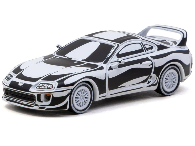 Toyota Supra Designed by Joshua Vides Black and White Hobby64 Series 1/64 Diecast Model Car Tarmac Works T64-011-JV