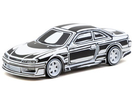 VERTEX Silvia S14 Designed by Joshua Vides Black and White Global64 Series 1/64 Diecast Model Car Tarmac Works T64G-018-JV
