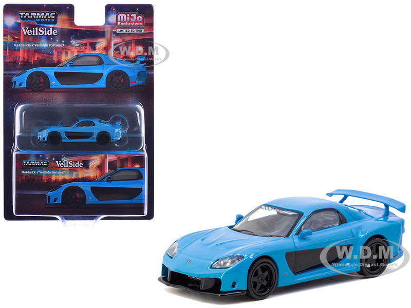 Mazda RX 7 VeilSide Fortune7 RHD Right Hand Drive Blue Global64 Series 1/64 Diecast Model Car Tarmac Works T64G-075-BL