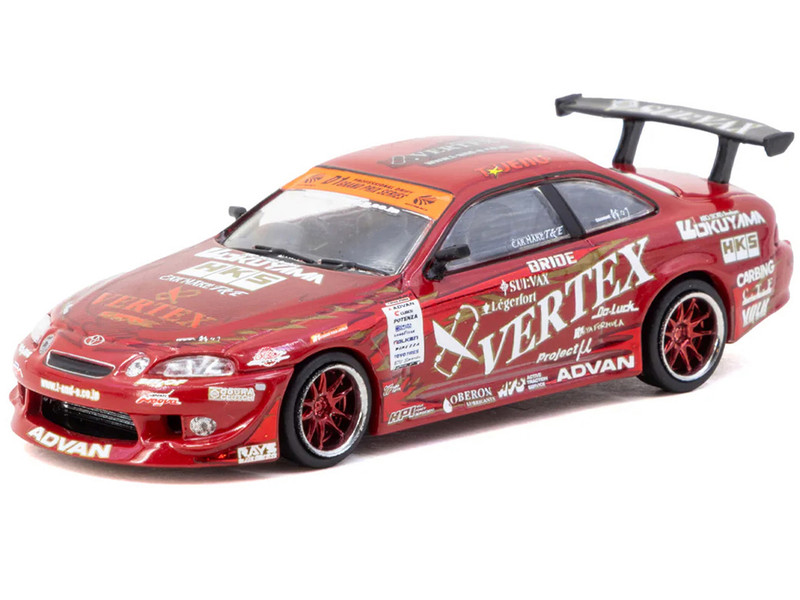 Toyota VERTEX Ridge TE3005 Soarer RHD Right Hand Drive Red Metallic with Graphics and Tarmac Cards Global64 Series 1/64 Diecast Model Tarmac Works T64G-080-TE3005