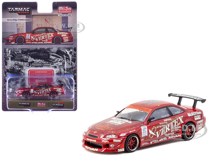 Toyota VERTEX Ridge TE3005 Soarer RHD Right Hand Drive Red Metallic with Graphics and Tarmac Cards Global64 Series 1/64 Diecast Model Tarmac Works T64G-080-TE3005