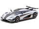 Koenigsegg One 1 Silver Metallic with Black Stripes Global64 Series 1/64 Diecast Model Tarmac Works T64G-TL054-SL