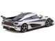 Koenigsegg One 1 Silver Metallic with Black Stripes Global64 Series 1/64 Diecast Model Tarmac Works T64G-TL054-SL