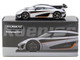Koenigsegg One 1 Silver Metallic with Black Stripes Global64 Series 1/64 Diecast Model Tarmac Works T64G-TL054-SL