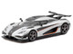 Koenigsegg One 1 Silver Metallic with Black Stripes Global64 Series 1/64 Diecast Model Tarmac Works T64G-TL054-SL