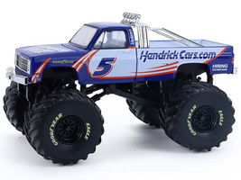 1981 Chevrolet K20 Monster Truck #5 HendrickCars com Blue and White with Graphics Kings of Crunch Hendrick Motorsports Tribute Special Edition 1/64 Diecast Model Car Greenlight 49180A