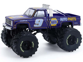 1984 Chevrolet C20 Monster Truck #9 NAPA Blue with Graphics Kings of Crunch Hendrick Motorsports Tribute Special Edition 1/64 Diecast Model Car Greenlight 49180B