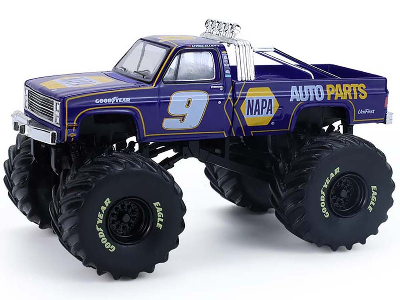 1984 Chevrolet C20 Monster Truck #9 NAPA Blue with Graphics Kings of Crunch Hendrick Motorsports Tribute Special Edition 1/64 Diecast Model Car Greenlight 49180B