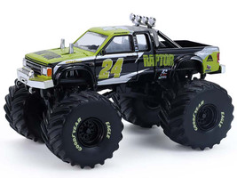 1986 Chevrolet S10 Monster Truck #24 Raptor Black and Green with Graphics Kings of Crunch Hendrick Motorsports Tribute Special Edition 1/64 Diecast Model Car Greenlight 49180C