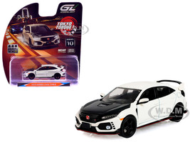 2018 Honda Civic Type R FK8 RHD Right Hand Drive Championship White with Carbon Hood Tokyo Torque Series 10 1/64 Diecast Model Car Greenlight 235110F