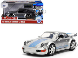 Porsche 911 Carrera RS 3 8 Mirage Silver Metallic with Blue Stripes Transformers Rise of the Beasts 2023 Movie Hollywood Rides Series 1/32 Diecast Model Car Jada 36210