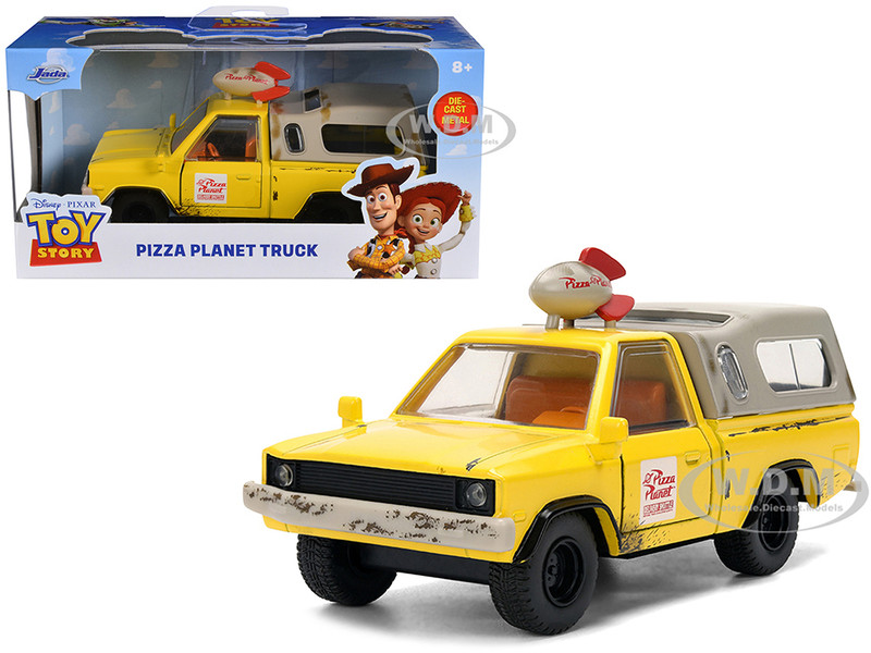 Pizza Planet Truck Yellow Weathered with Beige Camper Toy Story 1995 Movie Hollywood Rides Series 1/32 Diecast Model Car Jada JA36301
