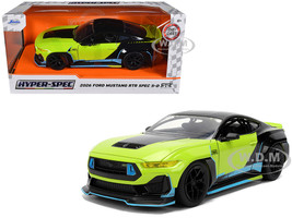 2026 Ford Mustang RTR Spec 5 D Lime Green with Black Top and Graphics Hyper Spec Series 1/24 Diecast Model Car Jada 36621
