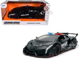 Lamborghini Veneno Police Matt Black Hyper Spec Series 1/24 Diecast Model Car Jada 37756