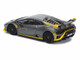 Lamborghini Huracan STO Matt Gray Metallic with Yellow Accents 1/64 Diecast Model Car Pop Race PR640242 Lamborghini Huracan STO Matt Gray Metallic with Yellow Accents 1/64 Diecast Model Car Pop Race PR640242