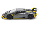 Lamborghini Huracan STO Matt Gray Metallic with Yellow Accents 1/64 Diecast Model Car Pop Race PR640242 Lamborghini Huracan STO Matt Gray Metallic with Yellow Accents 1/64 Diecast Model Car Pop Race PR640242