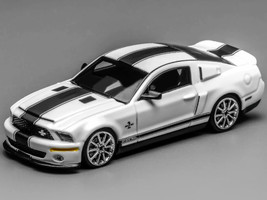 2007 Ford Mustang Shelby GT500 Super Snake Performance White with Matt Black Stripes 1/64 Diecast Model Car MotorHelix & Greenlight GL-1251006A