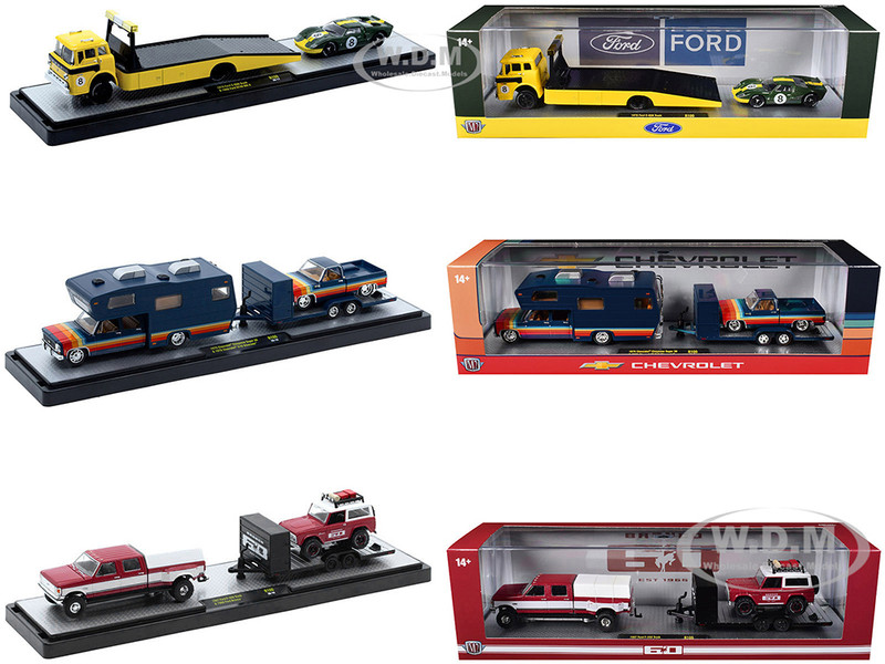 Auto Haulers Set of 3 Trucks Release 100 Limited Edition to 9600 pieces Worldwide 1/64 Diecast Models M2 Machines 36000-100