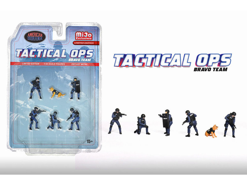Tactical Ops Bravo Team 6 piece Diecast Figure Set 6 Figures Limited Edition for 1/64 Scale Models American Diorama AD-2439MJ