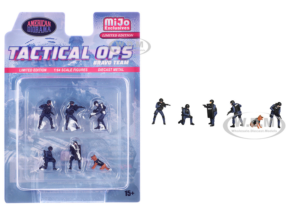 "Tactical Ops Bravo Team" 6 piece Diecast Figure Set (6 Figures) Limited Edition for 1/64 Scale Models by American Diorama