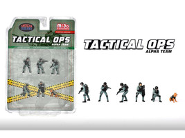 Tactical Ops Alpha Team 6 piece Diecast Figure Set 6 Figures Limited Edition for 1/64 Scale Models American Diorama AD-2440MJ