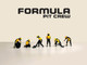 Formula Pit Crew Team Orange 6 piece Diecast Figure Set 6 Figures Limited Edition for 1/64 Scale Models American Diorama AD-2441MJ