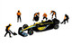 Formula Pit Crew Team Orange 6 piece Diecast Figure Set 6 Figures Limited Edition for 1/64 Scale Models American Diorama AD-2441MJ