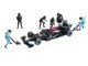 Formula Pit Crew Team Black 6 piece Diecast Figure Set 6 Figures Limited Edition for 1/64 Scale Models American Diorama AD-2444MJ