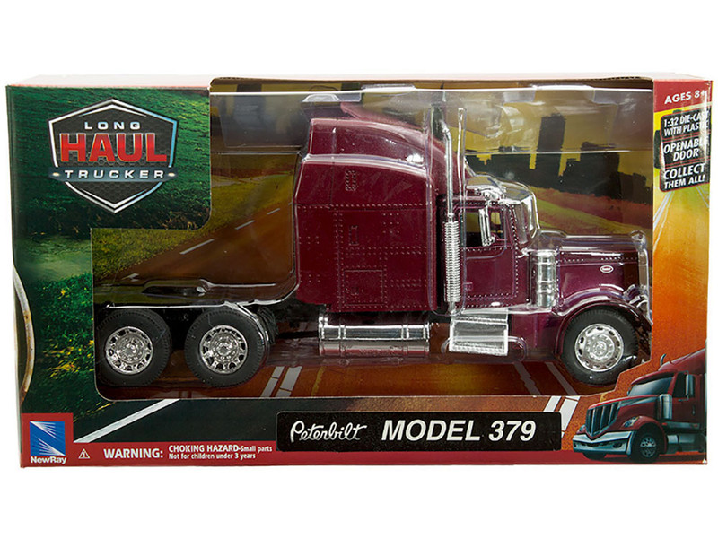 Peterbilt 379 Truck Tractor Burgundy Metallic Long Haul Trucker Series 1/32 Diecast Model New Ray 52803A