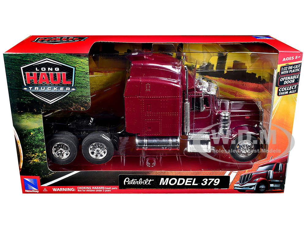 Peterbilt 379 Truck Tractor Burgundy Metallic "Long Haul Trucker" Series 1/32 Diecast Model by New Ray