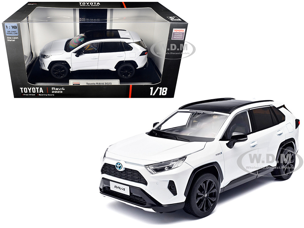 2023 Toyota Rav4 Hybrid White Metallic with Black Top 1/18 Diecast
