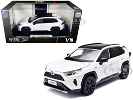 2023 Toyota Rav4 Hybrid White Metallic with Black Top 1/18 Diecast Model Car Heimanba H1062W