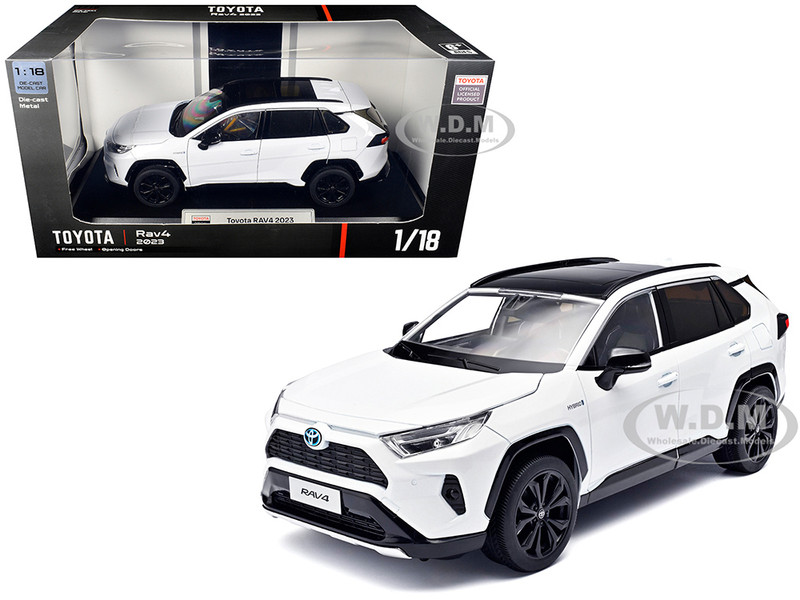 2023 Toyota Rav4 Hybrid White Metallic with Black Top 1/18 Diecast Model Car Heimanba H1062W