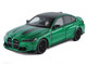 BMW M3 CS LCI Green Metallic with Matt Black Top and Hood Stripes 1/18 Diecast Model Car Heimanba H1292GRN