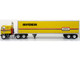 1970 GMC Astro 95 Tractor with Dry Van Trailer Ryder Truck Rental Yellow with Stripes North American Vintage Truck Collection Limited Edition to 504 pieces Worldwide 1/43 Diecast Model Iconic Replicas 43-0662