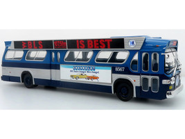 1963 GM TDH 5303 Transit Bus MTA New York City Surface Transit Blue Two Tone with Graphics The Bus & Motorcoach Collection Limited Edition to 504 pieces Worldwide 1/43 Plastic Model Iconic Replicas 43-0666