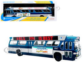 1963 GM TDH 5303 Transit Bus MTA New York City Surface Transit Blue Two Tone with Graphics The Bus & Motorcoach Collection Limited Edition to 504 pieces Worldwide 1/43 Plastic Model Iconic Replicas 43-0666