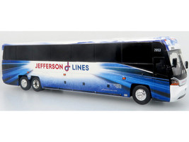 MCI D4520 Commuter Coach Bus Jefferson Lines White with Blue Graphics The Bus & Motorcoach Collection Limited Edition to 504 pieces Worldwide1/87 (HO) Diecast Model Iconic Replicas 87-0651