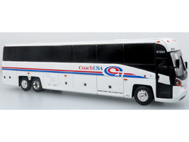MCI D4520 Commuter Coach Bus Coach USA White with Blue and Red Stripes The Bus & Motorcoach Collection Limited Edition to 504 pieces Worldwide 1/87 (HO) Diecast Model Iconic Replicas 87-0652