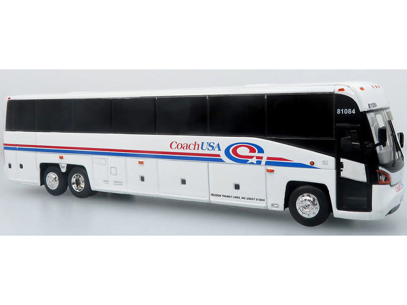 MCI D4520 Commuter Coach Bus Coach USA White with Blue and Red Stripes The Bus & Motorcoach Collection Limited Edition to 504 pieces Worldwide 1/87 (HO) Diecast Model Iconic Replicas 87-0652